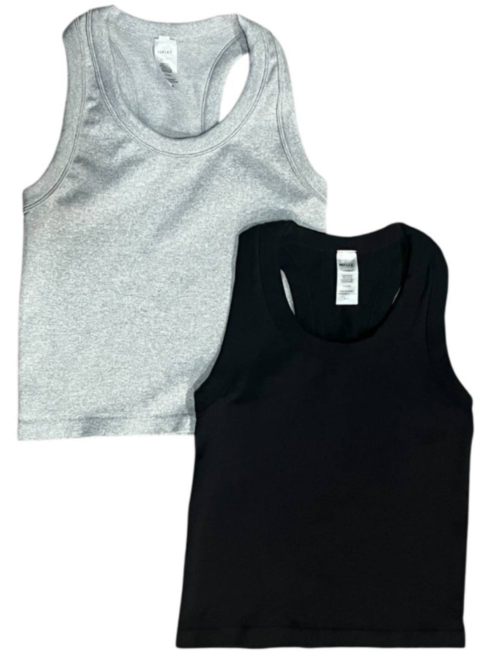 2-Pack Reflex Ribbed Racerback Tank Black and Gray Grey Size Medium